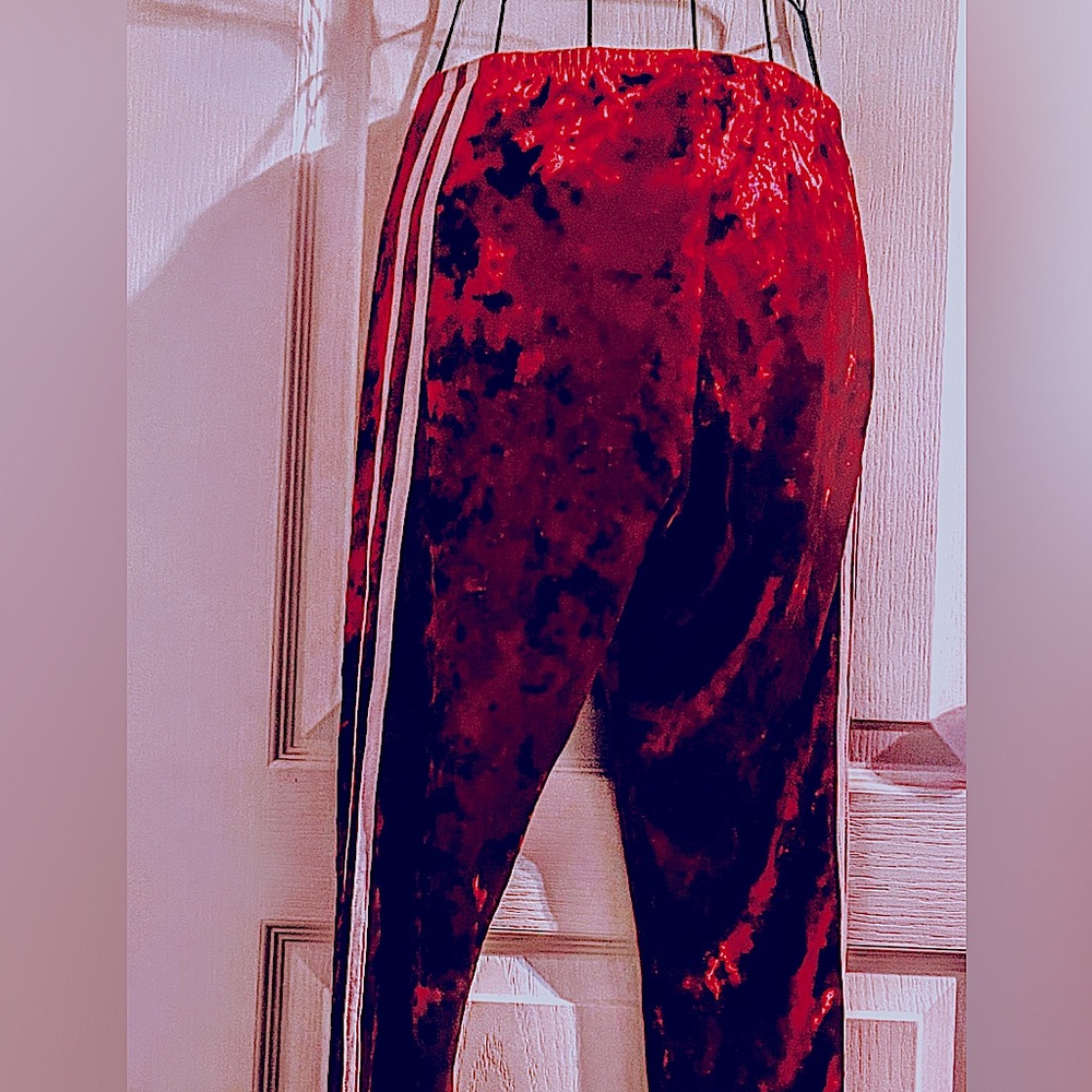 Red Crushed Velvety Pants
